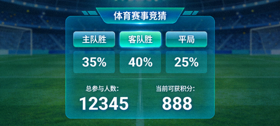 体育赛事竞猜活动界面 - 显示预测选项与参与人数